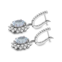 Load image into Gallery viewer, Exquisite 9.60 Carats Natural Aquamarine and Diamond 14K Solid White Gold Earrings
