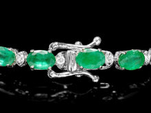 Load image into Gallery viewer, Very Impressive 14.60 Carats Natural Emerald &amp; Diamond 14K Solid White Gold Bracelet