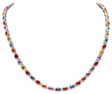 Load image into Gallery viewer, 33.60Ct Natural Multi-Color Sapphire and Diamond 14K Solid White Gold Necklace