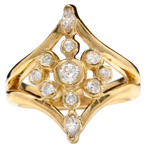 Splendid 1.00 Carat Natural Diamond 14K Solid Yellow Gold Ring