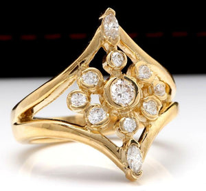 Splendid 1.00 Carat Natural Diamond 14K Solid Yellow Gold Ring