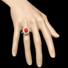Load image into Gallery viewer, 3.45 Carats Impressive Coral and Diamond 14K White Gold Ring