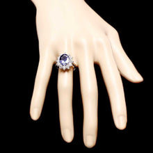 Load image into Gallery viewer, 5.50 Carats Natural Very Nice Looking Tanzanite and Diamond 14K Solid White Gold Ring