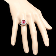Load image into Gallery viewer, 4.10 Carats Impressive Natural Red Ruby and Diamond 14K White Gold Ring