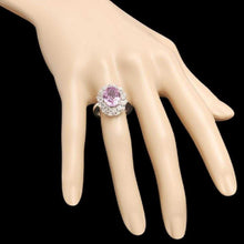 Load image into Gallery viewer, 6.30 Carats Natural Kunzite and Diamond 14K Solid White Gold Ring