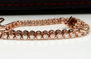 Very Impressive 2.32 Carats Natural Diamond 14K Solid Rose Gold Bracelet