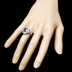 4.50 Carats Natural Very Nice Looking Tanzanite and Diamond 14K Solid White Gold Ring