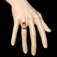 Load image into Gallery viewer, 5.90 Carats Exquisite Natural Madeira Citrine and Diamond 14K Solid Yellow Gold Ring