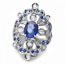 Load image into Gallery viewer, 3.05ct Natural Blue Sapphire &amp; Diamond 14k Solid White Gold Ring