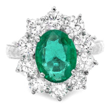 Load image into Gallery viewer, 4.60 Carats Exquisite Emerald and Diamond 14K Solid White Gold Ring