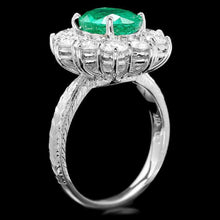 Load image into Gallery viewer, 4.60 Carats Exquisite Emerald and Diamond 14K Solid White Gold Ring