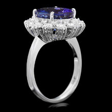 Load image into Gallery viewer, 6.10 Carats Natural Very Nice Looking Tanzanite and Diamond 14K Solid White Gold Ring