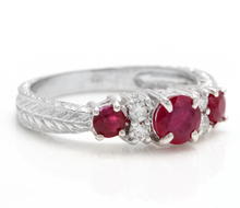 Load image into Gallery viewer, 1.70 Carats Impressive Natural Untreated Ruby and Natural Diamond 14K White Gold Ring