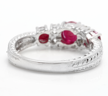 Load image into Gallery viewer, 1.70 Carats Impressive Natural Untreated Ruby and Natural Diamond 14K White Gold Ring