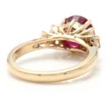 Load image into Gallery viewer, 3.05 Carats Impressive Red Ruby and Diamond 14K Yellow Gold Ring