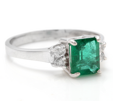 Load image into Gallery viewer, 2.15 Carats Natural Emerald and Diamond 14K Solid White Gold Ring