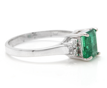 Load image into Gallery viewer, 2.15 Carats Natural Emerald and Diamond 14K Solid White Gold Ring