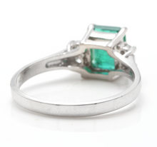 Load image into Gallery viewer, 2.15 Carats Natural Emerald and Diamond 14K Solid White Gold Ring