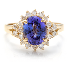 Load image into Gallery viewer, 3.90 Carats Natural Very Nice Looking Tanzanite and Diamond 14K Solid Yellow Gold Ring