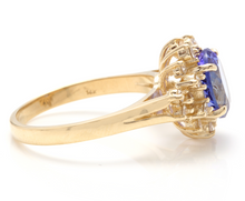 Load image into Gallery viewer, 3.90 Carats Natural Very Nice Looking Tanzanite and Diamond 14K Solid Yellow Gold Ring