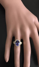 Load image into Gallery viewer, 3.90 Carats Natural Very Nice Looking Tanzanite and Diamond 14K Solid Yellow Gold Ring