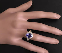 Load image into Gallery viewer, 3.90 Carats Natural Very Nice Looking Tanzanite and Diamond 14K Solid Yellow Gold Ring