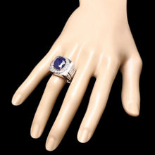 Load image into Gallery viewer, 8.20 Carats Natural Diamond &amp; Blue Sapphire 14K Solid White Gold Men&#39;s Ring