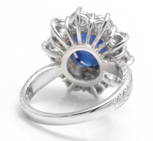 Load image into Gallery viewer, 4.80 Carats Exquisite Natural Blue Sapphire and Diamond 14K Solid White Gold Ring