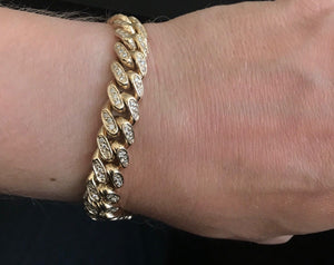 Very Impressive 6.00 Carats Natural Diamond 14K Solid Yellow Gold Men's Miami Cuban Link Bracelet