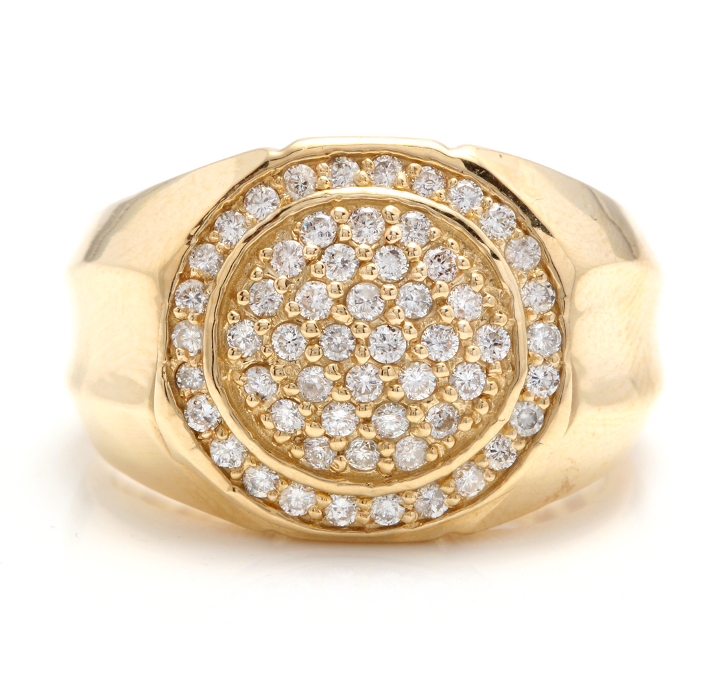 1.00Ct Carats Natural Diamond 14K Solid Yellow Gold Men's Ring
