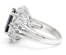 Load image into Gallery viewer, 9.30 Carats Exquisite Natural Blue Sapphire and Diamond 14K Solid White Gold Ring