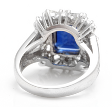 Load image into Gallery viewer, 9.30 Carats Exquisite Natural Blue Sapphire and Diamond 14K Solid White Gold Ring