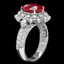 Load image into Gallery viewer, 5.70 Carats Natural Red Ruby and Diamond 14K Solid White Gold Ring