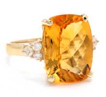 Load image into Gallery viewer, 9.35 Carats Natural Very Nice Looking Citrine and Diamond 14K Solid Yellow Gold Ring