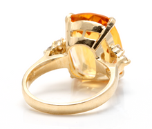 Load image into Gallery viewer, 9.35 Carats Natural Very Nice Looking Citrine and Diamond 14K Solid Yellow Gold Ring