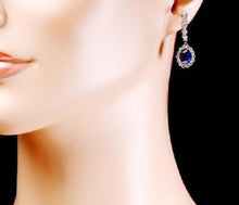 Load image into Gallery viewer, Exquisite 6.70 Carats Natural Sapphire and Diamond 14K Solid White Gold Earrings