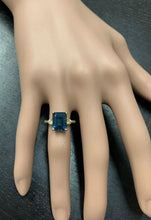 Load image into Gallery viewer, 3.48 Carats Impressive Natural London Blue Topaz and Diamond 14K Yellow Gold Ring