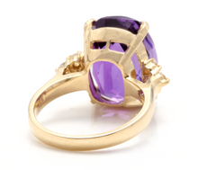 Load image into Gallery viewer, 9.35 Carats Natural Impressive Amethyst and Diamond 14K Yellow Gold Ring