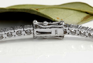 Very Impressive 3.15 Carats Natural Diamond 14K Solid White Gold Bracelet