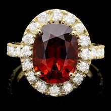 Load image into Gallery viewer, 9.40 Carats Natural Red Garnet and Diamond 14K Solid Yellow Gold Ring