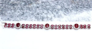 Very Impressive 23.30 Carats Natural Red Ruby & Diamond 14K Solid White Gold Bracelet