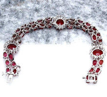Load image into Gallery viewer, Very Impressive 23.30 Carats Natural Red Ruby &amp; Diamond 14K Solid White Gold Bracelet