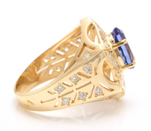 Load image into Gallery viewer, 5.35 Carats Natural Tanzanite and Diamond 14K Solid Yellow Gold Men&#39;s Ring