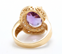 Load image into Gallery viewer, 7.20 Carats Natural Impressive Amethyst and Diamond 14K Yellow Gold Ring