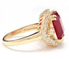Load image into Gallery viewer, 8.85 Carats Impressive Red Ruby and Natural Diamond 14K Yellow Gold Ring