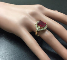 Load image into Gallery viewer, 8.85 Carats Impressive Red Ruby and Natural Diamond 14K Yellow Gold Ring