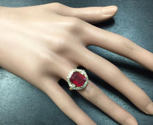 Load image into Gallery viewer, 8.85 Carats Impressive Red Ruby and Natural Diamond 14K Yellow Gold Ring