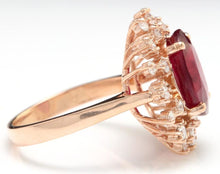 Load image into Gallery viewer, 7.90 Carats Impressive Red Ruby and Natural Diamond 14K Rose Gold Ring