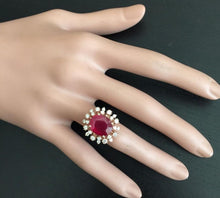 Load image into Gallery viewer, 7.90 Carats Impressive Red Ruby and Natural Diamond 14K Rose Gold Ring