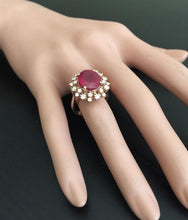 Load image into Gallery viewer, 7.90 Carats Impressive Red Ruby and Natural Diamond 14K Rose Gold Ring